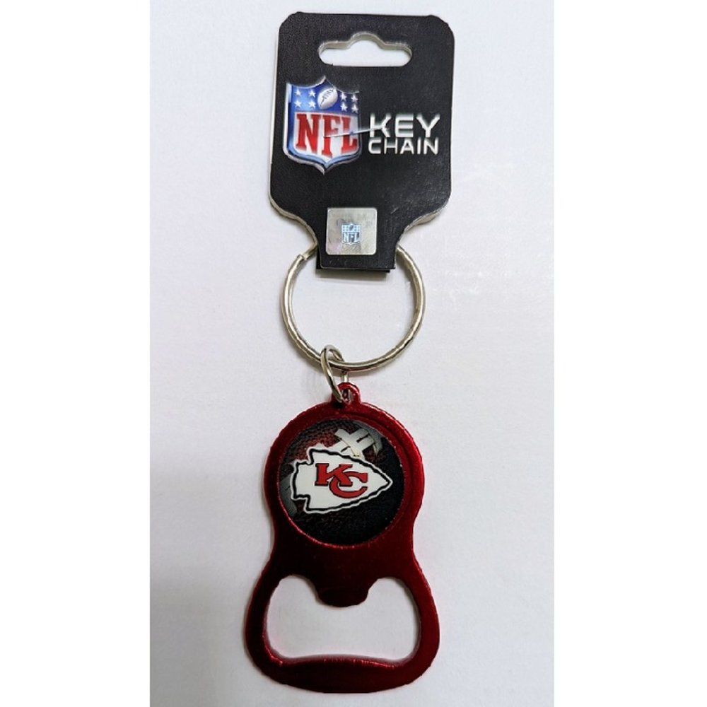 🏈🆕 KANSAS CITY CHIEFS KEYCHAIN/BEVERAGE BOTTLE OPENER WITH KEY RING - N…
